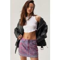 Metallic Coated Denim Mini Skirt