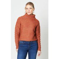 Womens Cable Stitch Sleeve Knitted Jumper