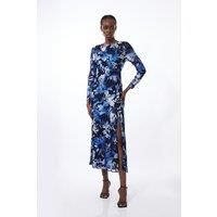 Satin Floral Devore Woven Maxi Dress