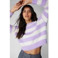 Fluffy Stripe Crew Neck Knit Jumper