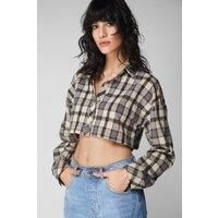 Cropped Plaid Button Down Shirt