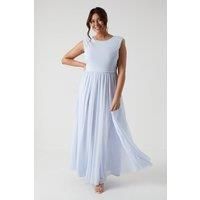 Coast Womens Maxi Dress Blue Plus Size Cowl Back Mesh Bridesmaids Elegant