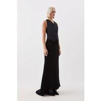 The Founder Petite Compact Stretch Asymmetric Maxi Skirt