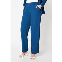 Wallis Womens Trousers Teal Wide Leg Smart Buckle Belt Pleated Design