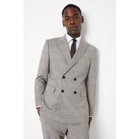 Mens Tailored Pow Check Double Breasted Suit Jacket