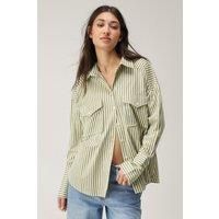 Stripe Split Back Oversized Tailored Shirt