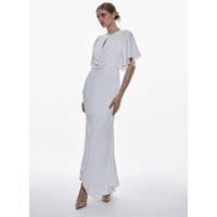 Petite Satin Woven Angel Sleeve Maxi Dress