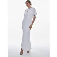 Satin Crepe Woven Angel Sleeve Maxi Dress