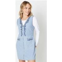 Cord Scallop Edge Embroidered Pinafore Dress