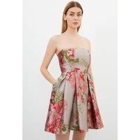 Vintage Floral Print Prom Woven Mini Dress