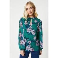 Petite Floral Volume Sleeve Blouse