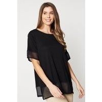 Womens Jersey Chiffon Insert Hi Lo Hem Top