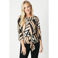 Petite Abstract Jersey Front Top