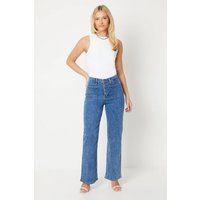 DOROTHY PERKINS High Rise Button Detail Patch Pocket Flare Jeans