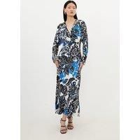 Floral Printed Morocain Woven Collared Midaxi Dress