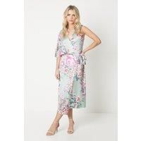 COAST Petite Floral Print Satin Wrap Midi Dress