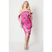 Debut London by Coast Draped Tie Shoulder Bardot Pencil Dress