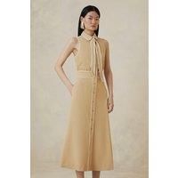 The Founder Contrast Tipped Sleeveless Tailored Shirt Dress