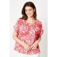 Womens Printed Zip Short Sleeve Top