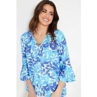 Printed Chiffon Bar Flute Sleeve Top