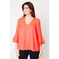 Chiffon Bar Flute Sleeve Top