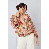 Floral Dobby Wrap Blouse