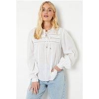 Womens Metallic Dobby Ladder Trim Blouse