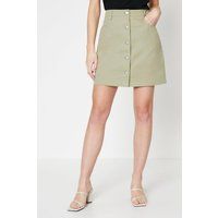 Womens Button Front Twill Skirt