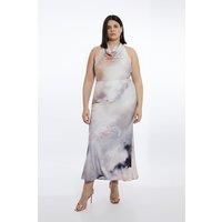 Plus Size Viscose Georgette Cowl Neck Woven Maxi Dress