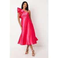 Statement Ruffle Taffeta Midi Dress