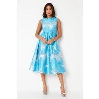 COAST Slash Neck Organza Jacquard Midi Dress