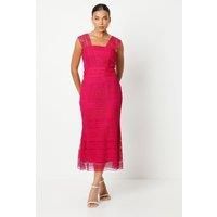 Petite Lace Pencil Dress With Flared Hem