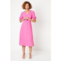 Pink Crepe Midi Tea Dress