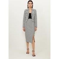 Petite Tailored Jacquard Spot Pencil Midi Skirt