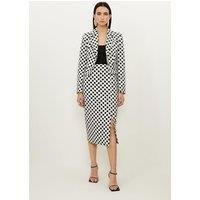 Tailored Jacquard Spot Pencil Midi Skirt