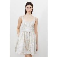 Tailored Jacquard Strappy Mini Prom Dress