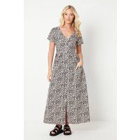 Womens Animal Print Pocket Detail Midi Shirt Dress