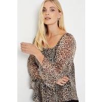 Petite Animal Print Chiffon Bardot Top