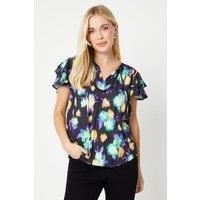 Petite Floral Chiffon Ladder Insert Top