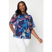 WALLIS Curve Printed Angel Sleeve Top