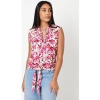 Printed Jersey Tie Hem Sleeveless Shell Top