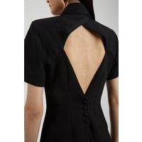 Clean Tailored Grosgrain Open Back Double Breasted Blazer Tailored Midaxi Dress