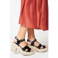 Womens Soleil Platform Espadrille Covered Block Heeled Sandals