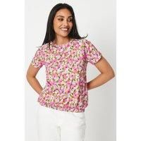 Petite Floral Jersey Bubble Hem Short Sleeve Top