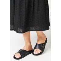 Womens Faith: Mara Metal Detail Slider Footbed Sandals