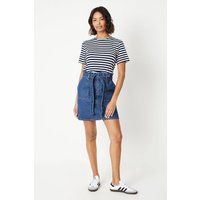 Womens Paperbag Waist Denim Mini Skirt