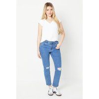 Womens Ripped Detail Mom Jean