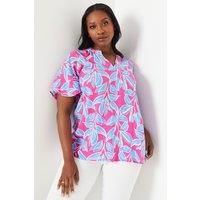 WALLIS Curve Pink Floral Print Flute Sleeve Blouse