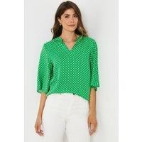 Tall Green Spot Flute Sleeve Blouse