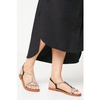 Womens Francisco Diamante Twist Detail Flat Sandals